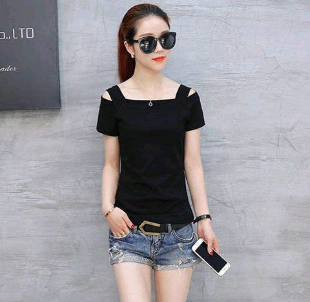 Off the shoulder deals short sleeve shirt