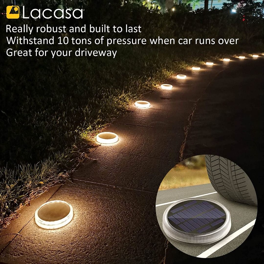 Solar Deck Lights, Ground Driveway Walkway Dock Light Solar Powered Outdoor Stair Step Pathway LED Lamp for Backyard Patio Garden, auto On Off Warm - 1