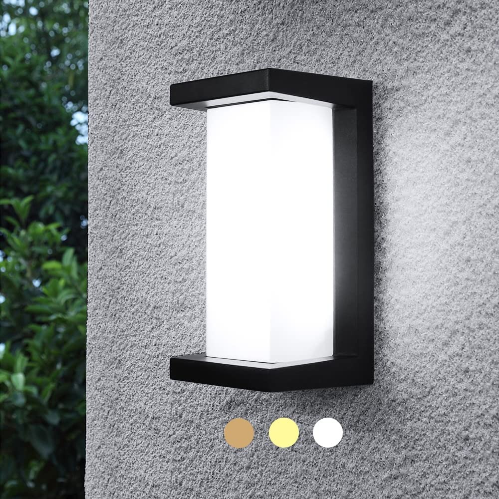 Sytmhoe Modern Outdoor Wall Lights,24W-LED Wall Sconce Light  Fixtures,3-Color-Changeable Wall Mounted Lamps,Matte Black PorchPatio Light,IP65  Waterproof for Hallway Stairs Gardens, Furniture  Home Living, Lighting   Fans, Lighting on Carousell