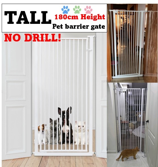 Tall 180cmH Cat Gate Swing Door No Drilling, Babies & Kids, Baby