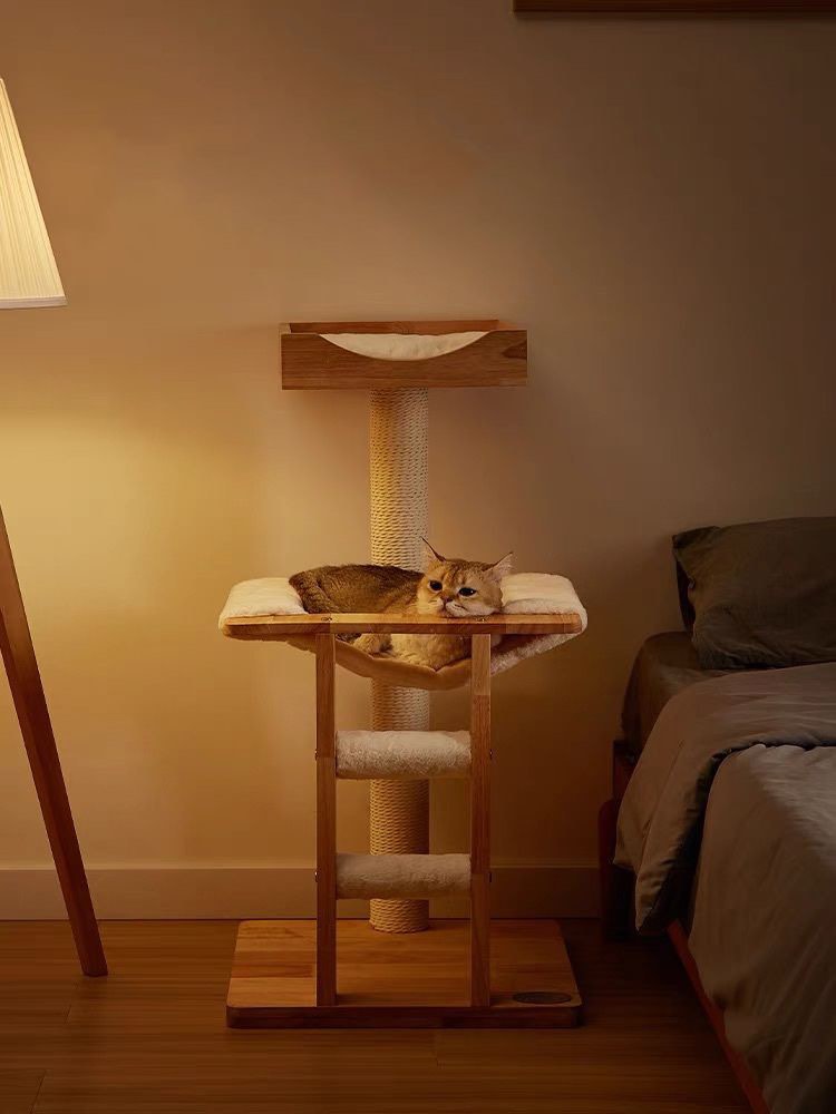 Tall Solid Wood Cat Tower Sisal Pole Nest, Pet Supplies, Homes & Other