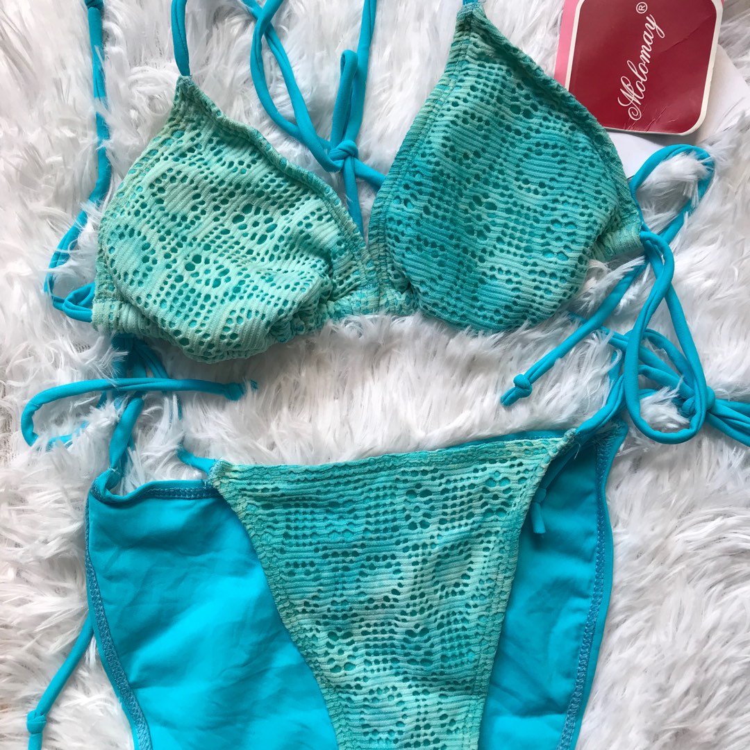 Bali Beach Two Piece Swimsuit- Blue/Pink main image 1