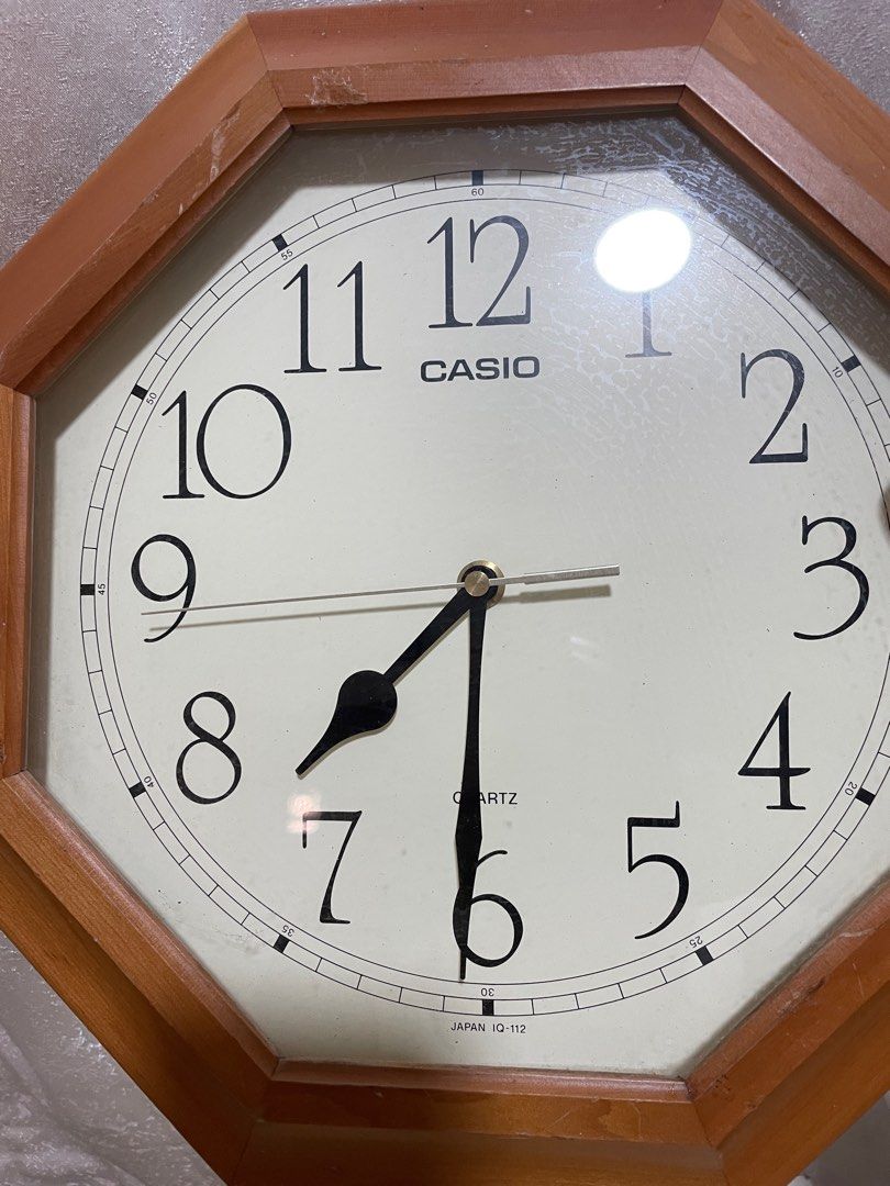 Vintage Casio Wall Clock in Wood Frame on Carousell