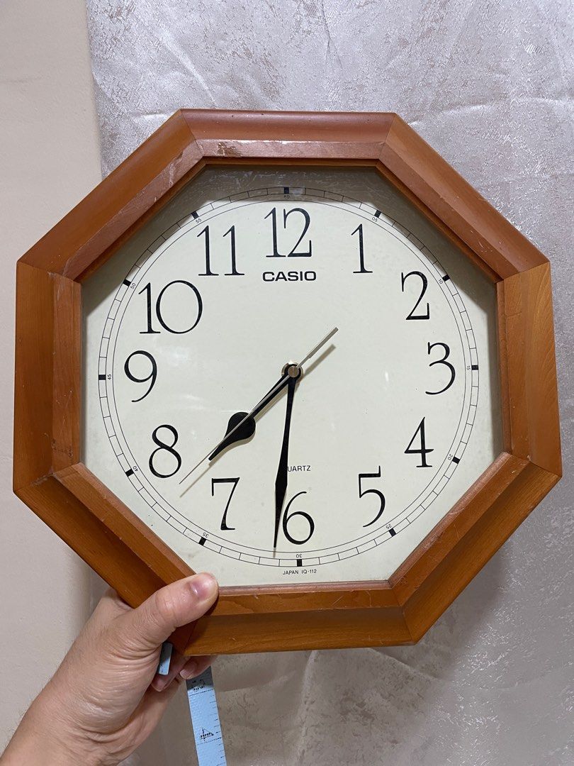 Sale Vintage Casio Wall Clock in Wood Frame Furniture Home