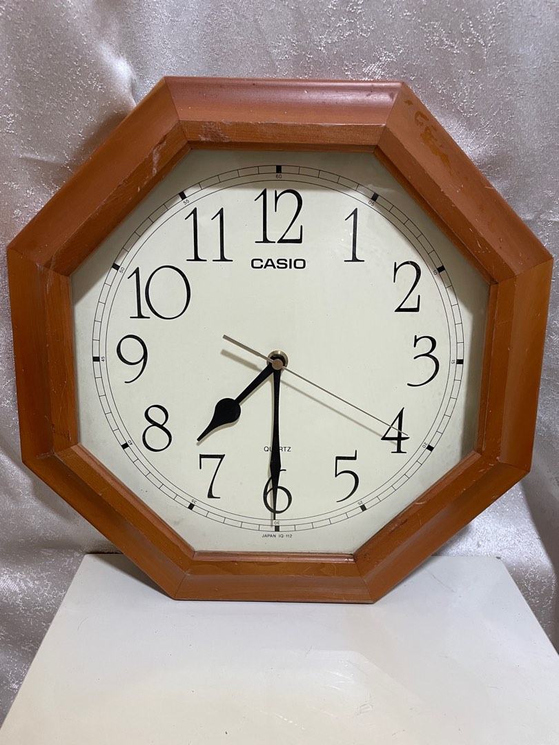 Vintage Casio Wall Clock in Wood Frame on Carousell