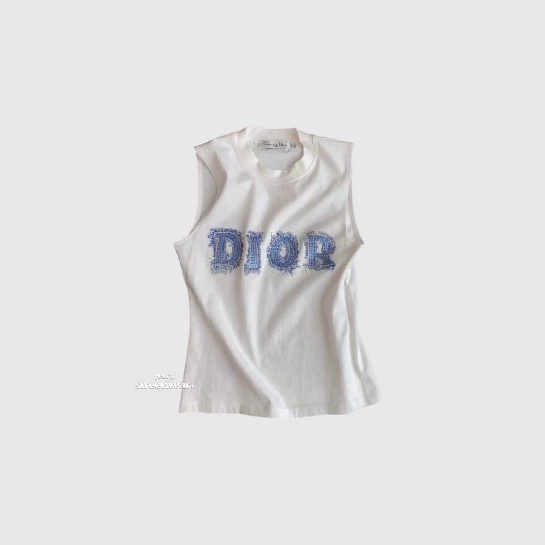 Vintage Dior Muscle Tee Tank Top (Category: Luxury Apparel) located in Manila. Submitted by designerarchives.ph (Listing ID 1219085940, Image 3). Description: S, M, L We can source you 1 stock for each sizes. Actual photos are already uploaded! I just edited the background to white Sofia Andres wearing our Vintage Dior Top! (Check last photo) - 50% DP is required - 10 to 15 days ETA - Buyer will shoulder shipping fee - PRICES are firm. Jadore dio