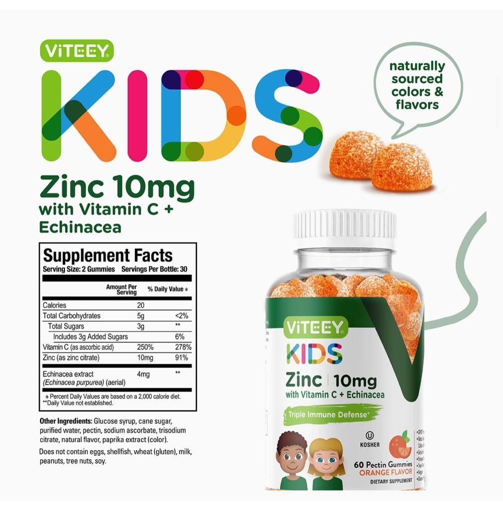 Viteey Kids Zinc plus Vit C & Echinacea, Health Booster, isi 60, Bayi & Anak, Perawatan