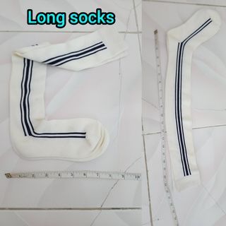 White Black 2 Stripes Long Korean Socks