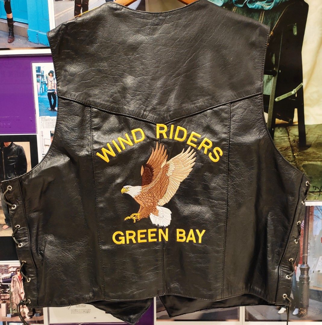 Wind Rider Jacket Wind Riders patch Genuine leather sleeveless jacket, Men's Fashion ...