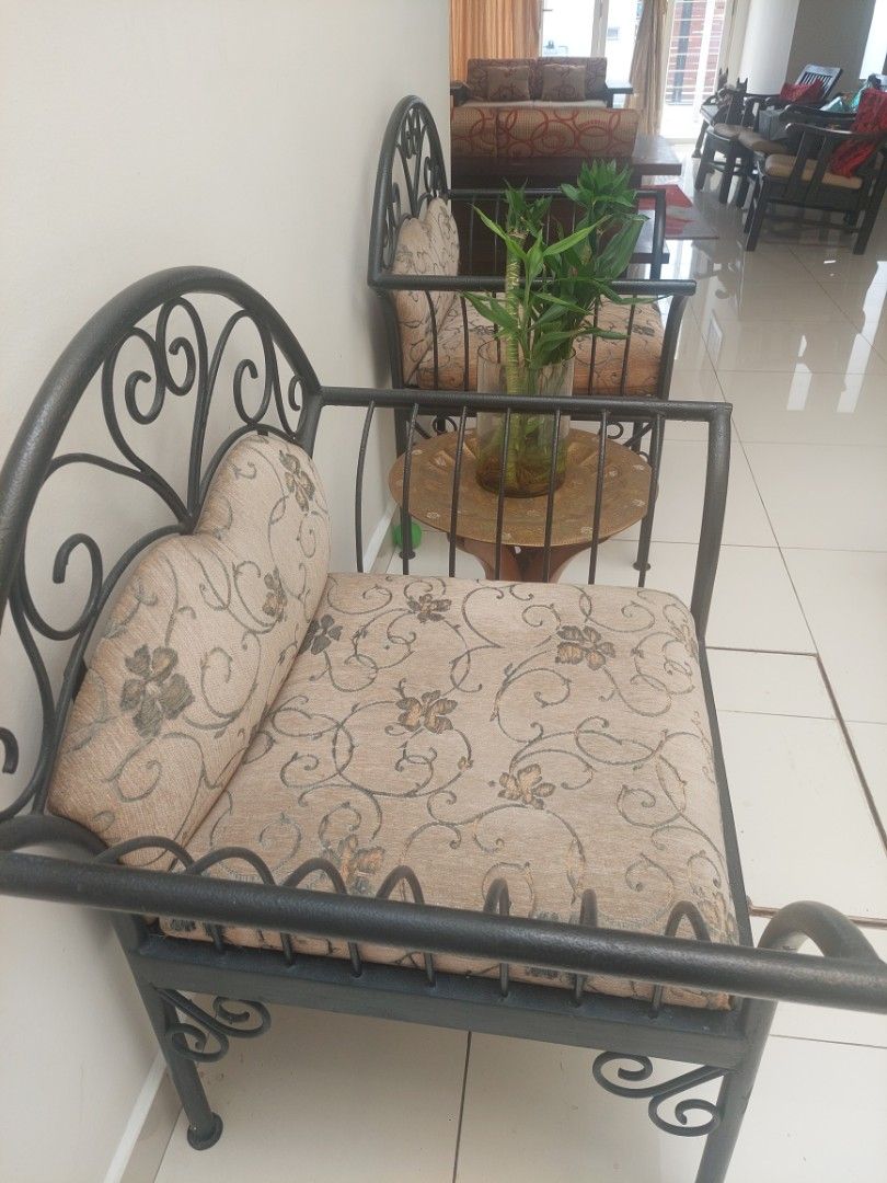 Wrought Iron Sofa Set, Furniture & Home Living, Furniture, Sofas on