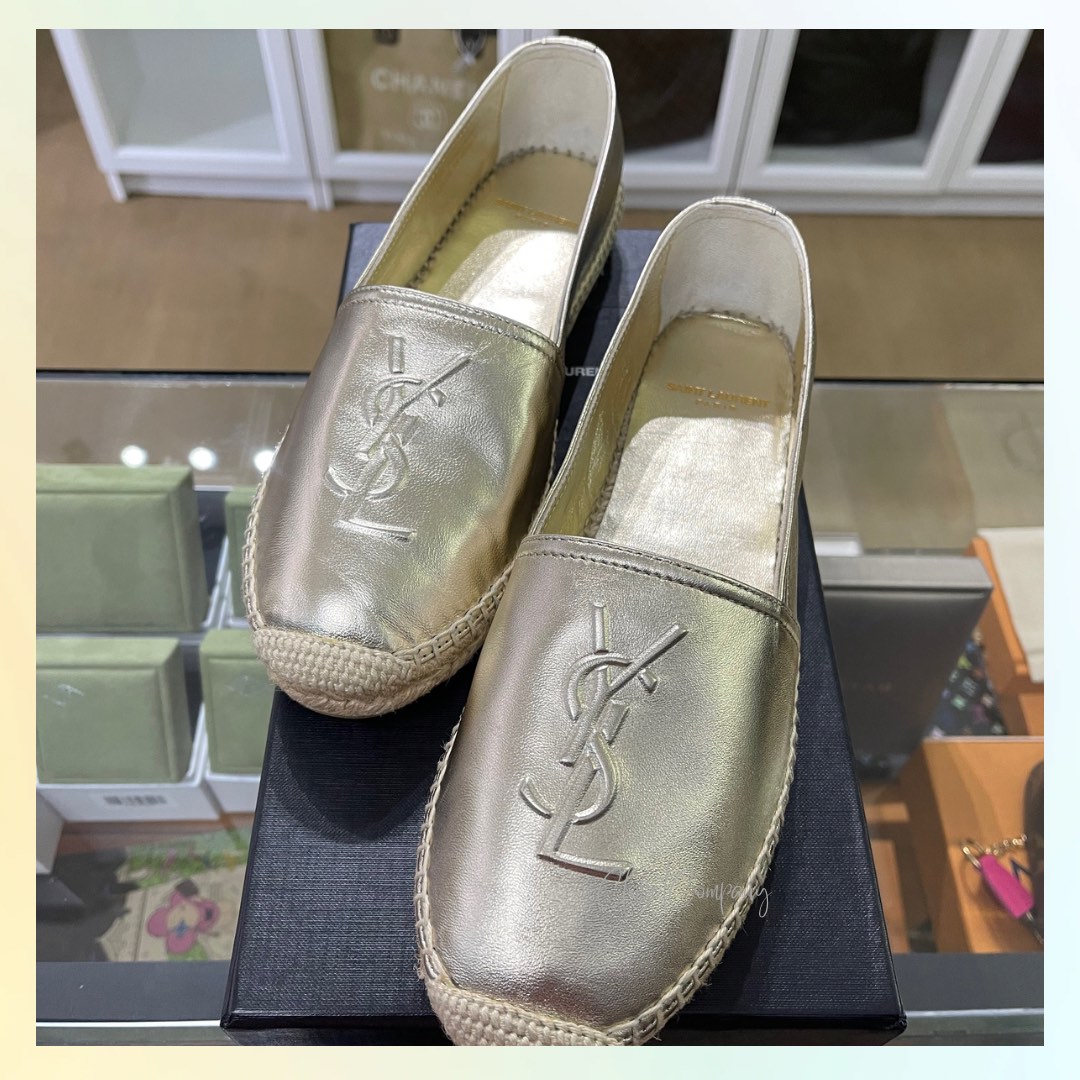 YSL Gold Espadrilles Shoes on Carousell