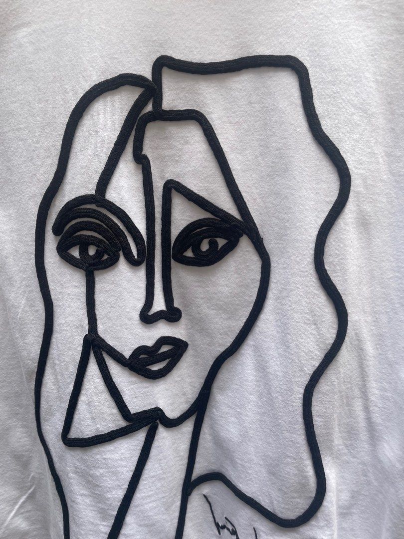 Zara Woman Embroidered Picasso Art Style T-shirt Sz S