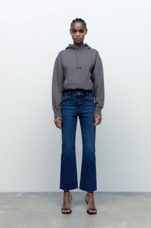 Zara Mini Flared Jeans in navy blue