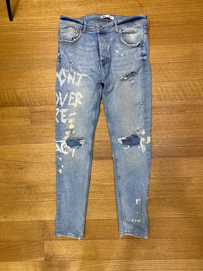 Zara Ripped Denim Jeans Men s Fashion Bottoms Jeans on Carousell