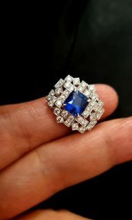 3.05-CARAT UNHEATED CORNFLOWER BLUE SAPPHIRE DIAMOND RING IN 18K SOLID WHITE GOLD - CGL CERTIFIED