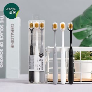 [3Pcs/Pack]Japanese gold soft silk toothbrush soft bristle smile toothbrush PBT&PP deep cleaning toothbrush best choice