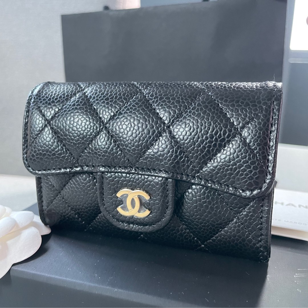 Authentic Chanel Classic Cardholder Black Caviar GHW card holder