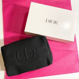 AUTHENTIC Dior black canvas trousse makeup bag pouch