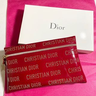 AUTHENTIC Dior red logo wallet trousse makeup bag pouch