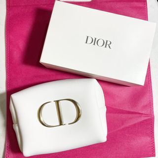 AUTHENTIC Dior white gold logo trousse makeup pouch bag