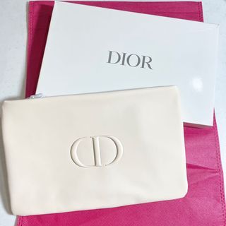 AUTHENTIC Large Dior white beige trousse makeup bag pouch clutch