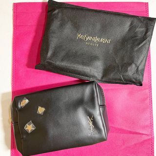 AUTHENTIC medium size Ysl black trousse makeup bag pouch