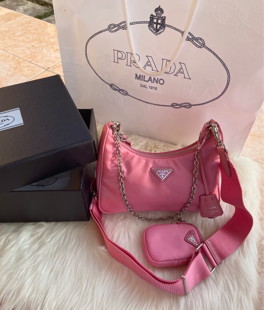 Authentic PRADA Reedition 2005 Renylon bag begonia pink Pastel pink