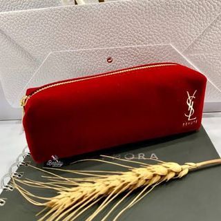 AUTHENTIC YSL maroon red trousse makeup bag pouch