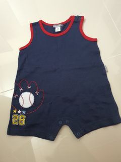Baby boy sleeveless baseball jumpsuit