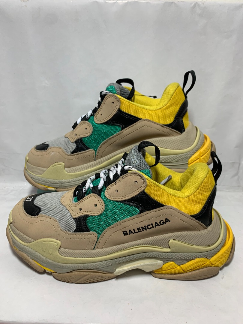 balenciaga triple s beige green yellow