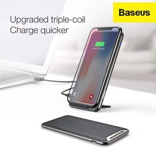 BASEUS TRIPLE COIL QI WIRELESS CHARGING PAD I 3 CHARGING POSITIONS AND PHONE STAND
