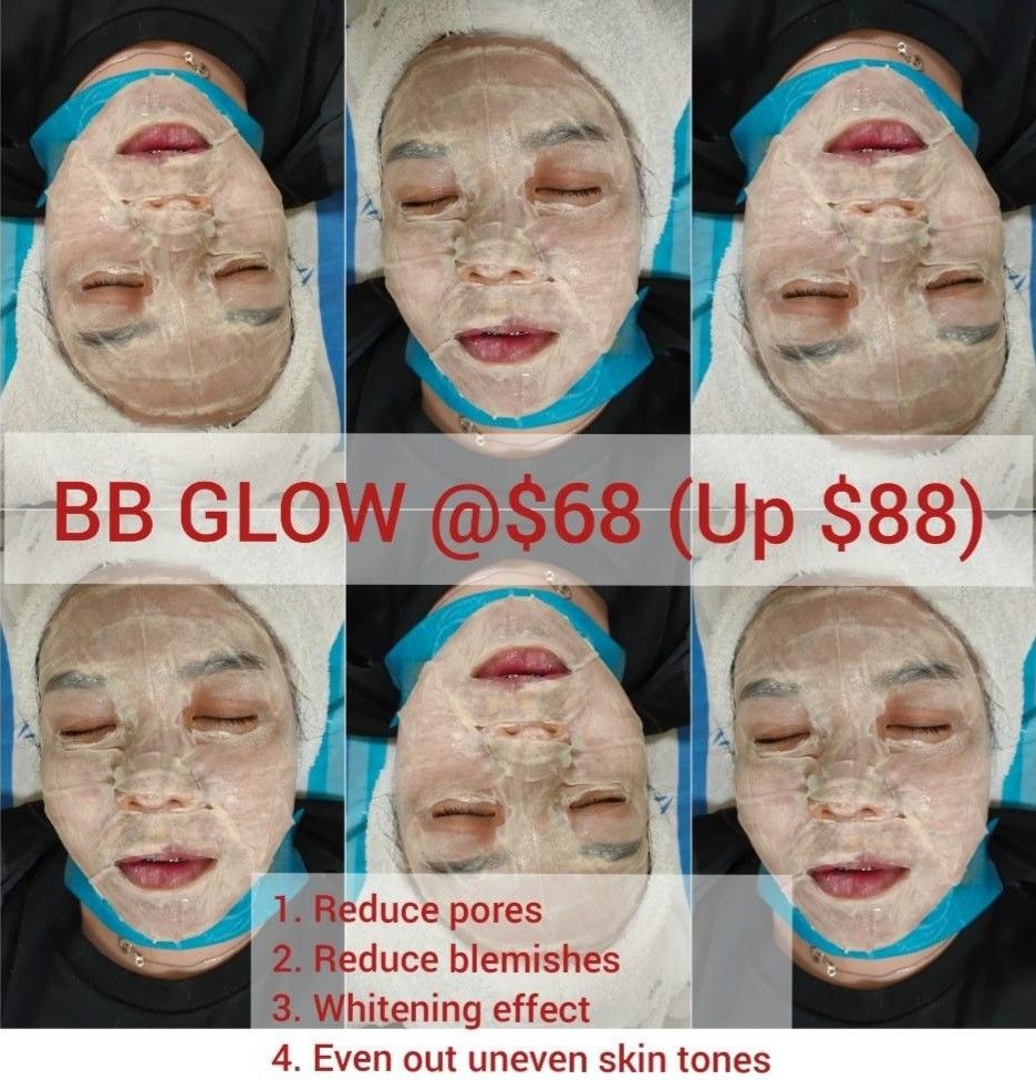 BB Glow Treatment (Category: Others) located in Singapore. Submitted by conniehomebeautician (Listing ID 1219318586, Image 1). Description: Have you tried the latest KOREAN BB WATERSHINE/BB Glow which gives you flawless skin when you wake up? It is now available at $68 (up $88). No pain, no downtime, immediate results after 1 session! Procedures: 1. Preparation step: Double cleansing + Scrub 2. Conditioning step: hydrating with EMS, LED RED light