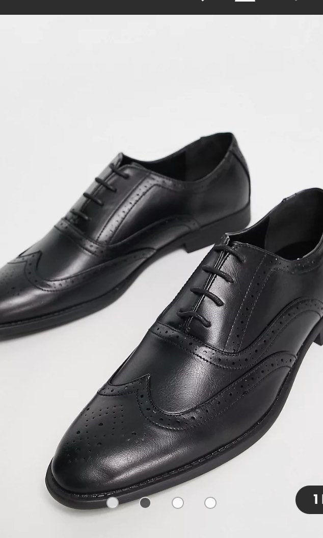 Black faux leather brogues Men s Fashion Footwear Dress Shoes