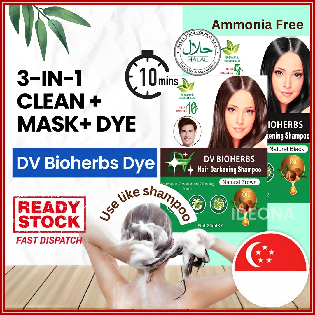(BN) DV Bioherbs Hair Dye Shampoo HSA & ISO Certified Ammonia Free