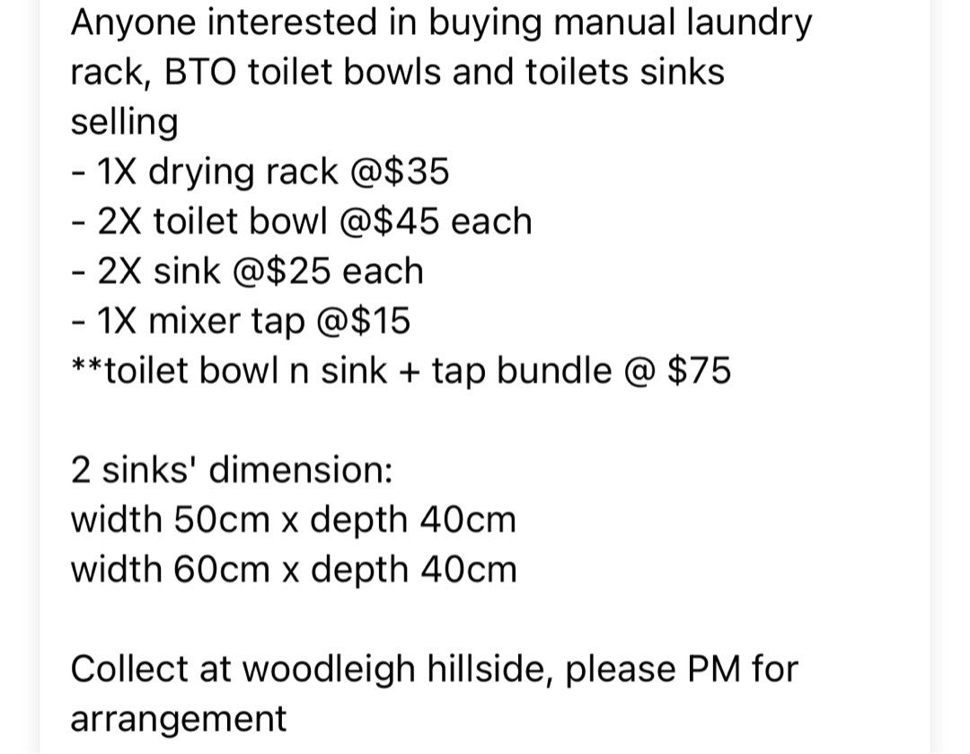 BTO toilet bowl/sink/tap/drying rack, Furniture & Home Living, Bathroom