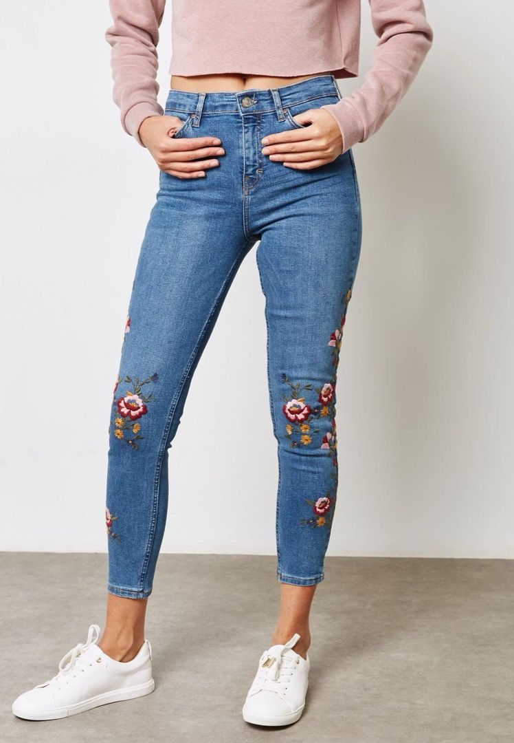 Topshop embroidered jamie discount jeans