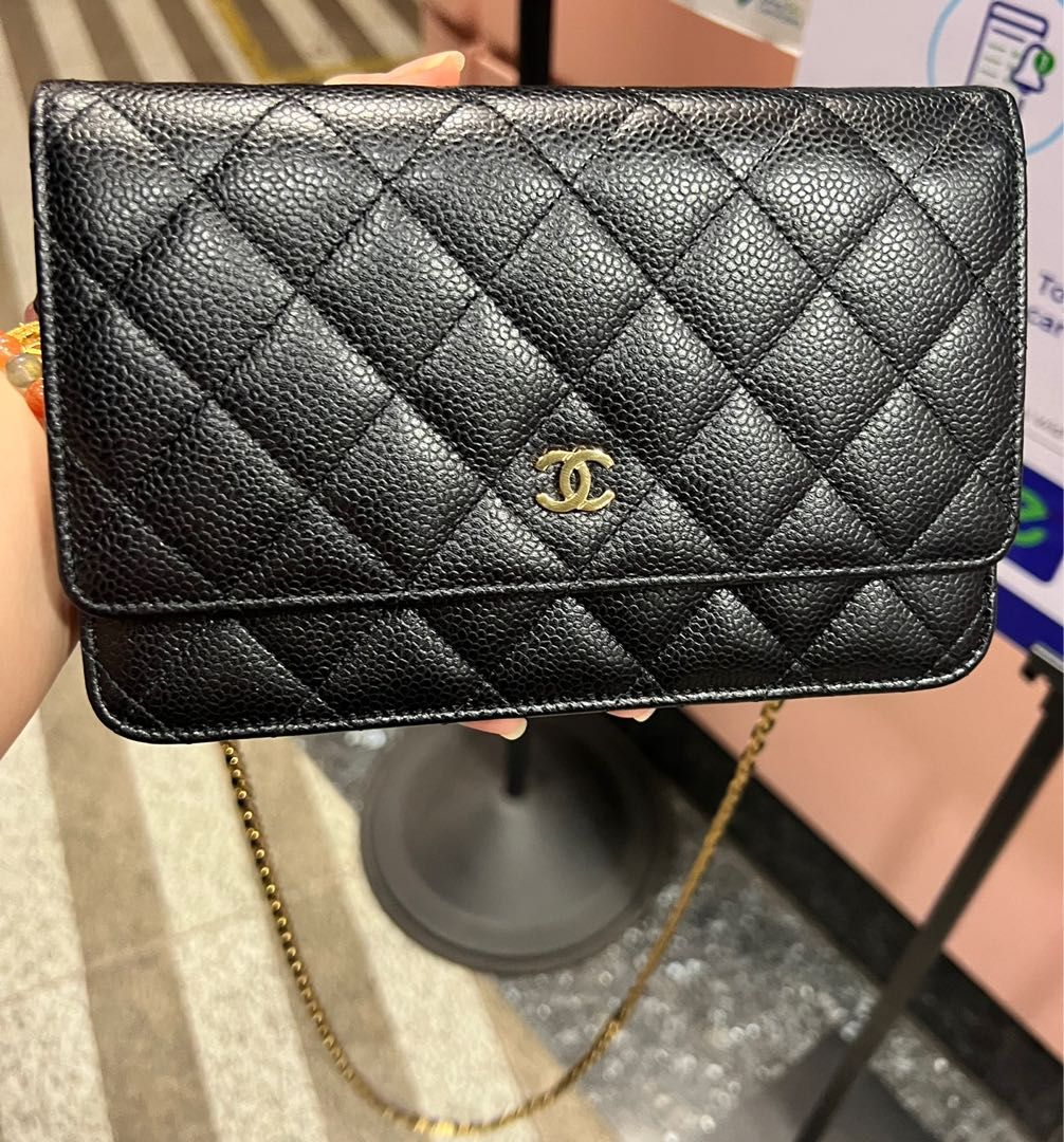 Chanel wallet on chain WOC Black Caviar GHW, Luxury, Bags & Wallets on  Carousell