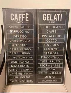 Coffee and Gelato signs