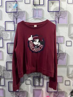 Crewneck Sweater Uniqlo X Disney Minnie Mouse Maroon