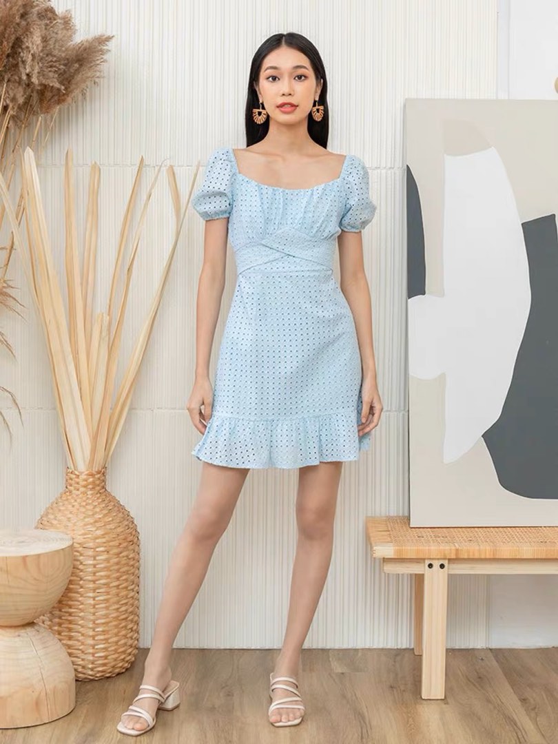 Crochet eyelet dress, Women's Fashion, Dresses u0026 Sets, Dresses on Carousell