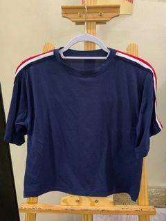 Cropped top - Navy blue (with red and white stripes)