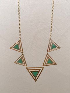 Gold & Mint Green Triangle Necklace