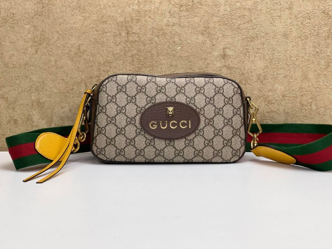 GUCCI Bag GG Supreme Monogram Web Neo Vintage Beige New Acero Crop  Crossbody Preowned Leather ref.674063 - Joli Closet