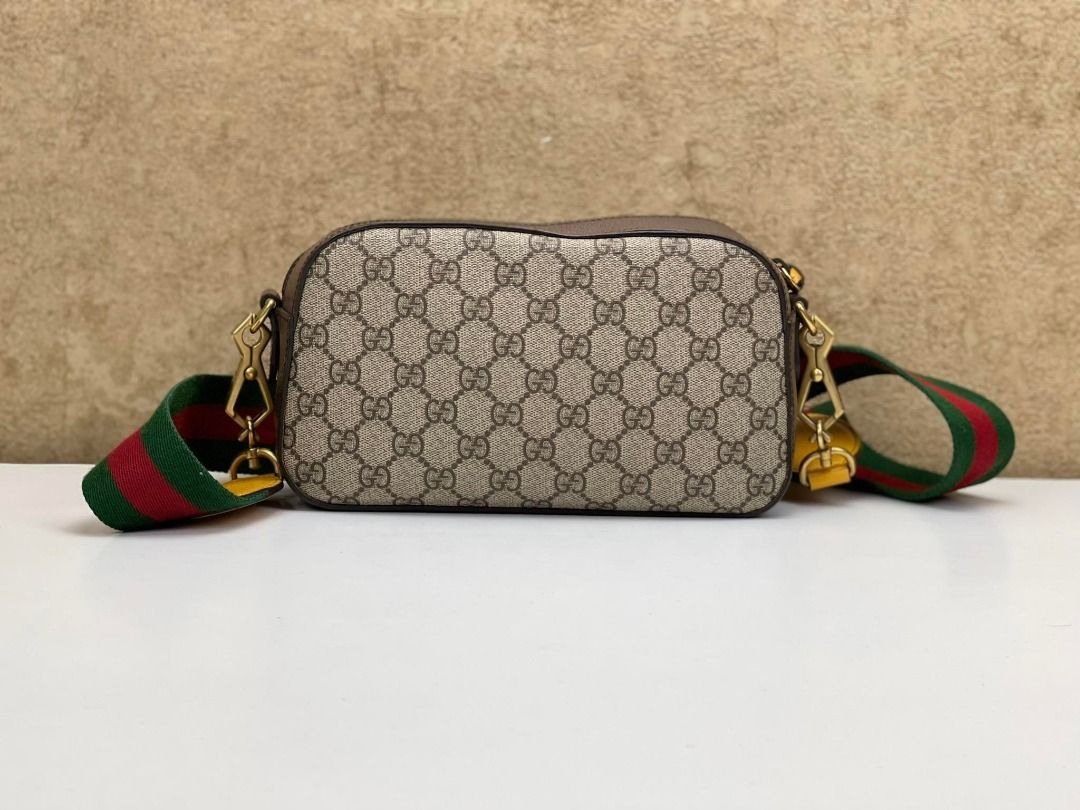 Gucci Messenger GG Supreme Green/Red Web Strap Brown/Yellow