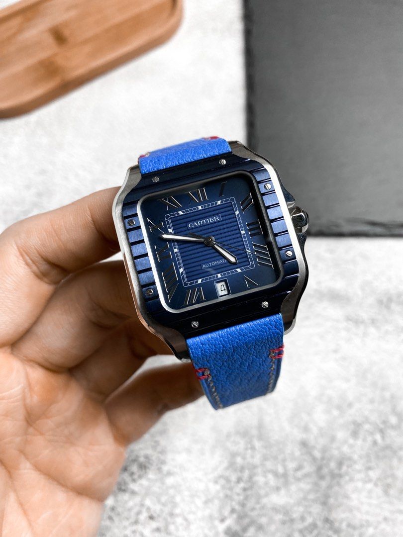 Cartier santos blue discount strap