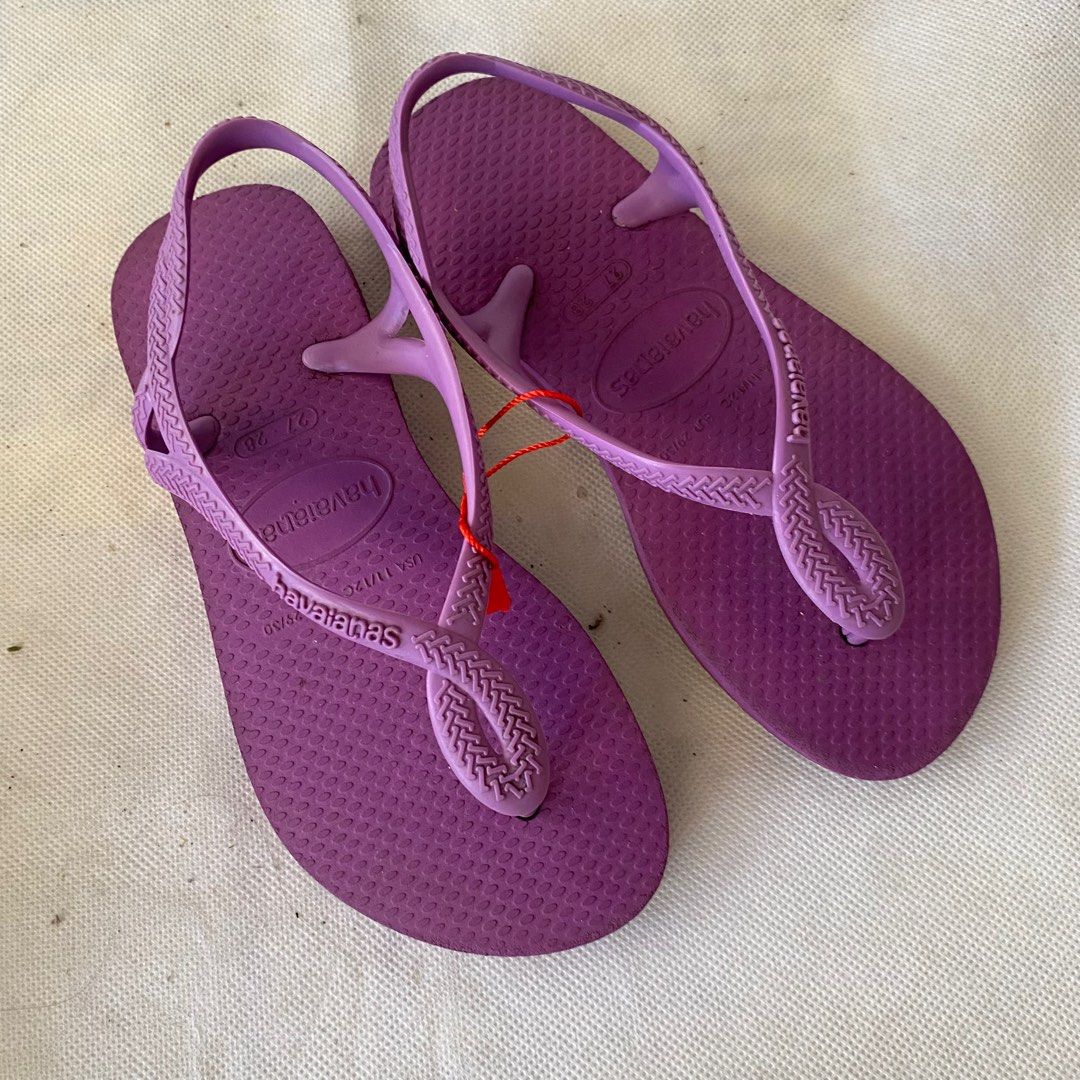 HAVAIANAS SANDALS KIDS (Category: Babies & Kids Fashion) located in Binan City. Submitted by adressmnl (Listing ID 1219181362, Image 1). Description: KIDS HAVAINAS SANDALS PURPLE SIZE 27-28 WHAT YOU SEE IS WHAT YOU GET.