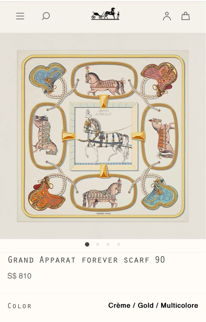 Hermes Grand Apparat Forever Scarf 90, Luxury, Accessories on Carousell