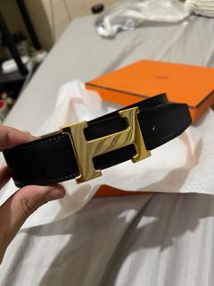 Hermes Men’s belt Gold buckle Reversible Black/Brown