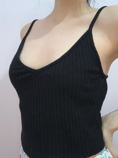 H&M cropped jersey tank top - black sz M
