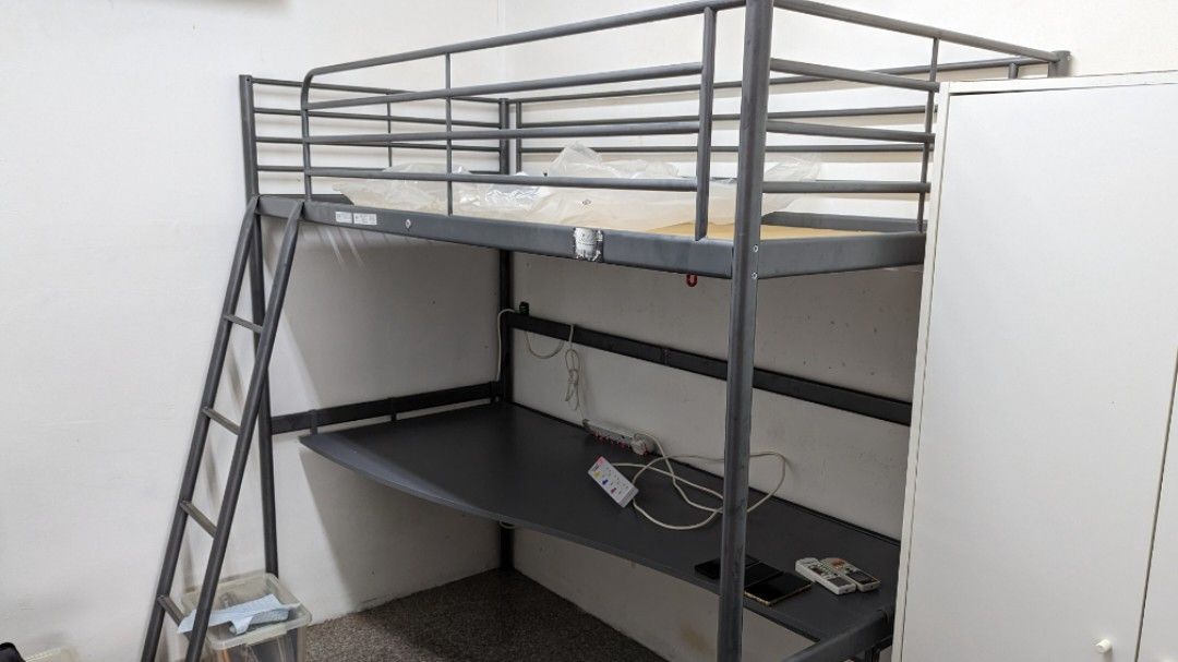 Ikea Bunk Bed Loft Bed with Desk SVARTA FREE Furniture Home Living Furniture Bed Frames Mattresses on Carousell